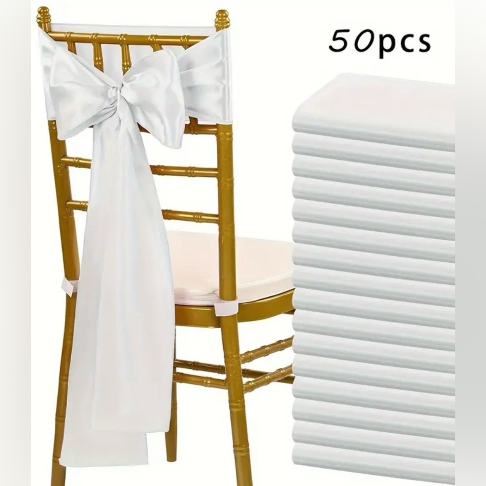 Satin Chair Bow for Universal Coverage NIP Bundle of 50 White - Picture 3 of 10